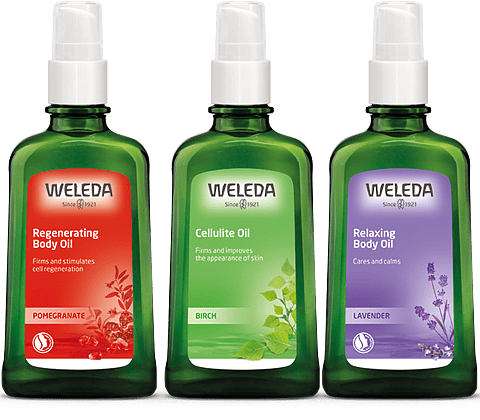 weleda regenerating, birch cellulite and relaxing body oils