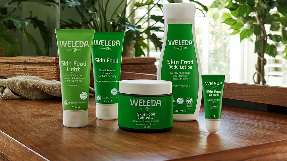 Weleda Skin Food range on a table